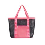 Freeby Portable Outdoor Travel Bag Multi-Functional Mesh Storage Bag Wash Swimming Bag Beach Bag (Hot Pink, 33x32x11cm)