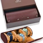 Watch Travel Case – for Men – for Women – Watch Roll Travel Case Organizer Display – Watch Case – Watch Organizer – Swiss Motif Classy Espresso