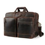 Men’s Vintage Leather Messenger Satchel Casual Multi-Purpose School Case Tablet Travel Weekender Business 17 Inch Laptop Computer Handmade Briefcase Shoulder Crossbody Bag Tote Handbag Luggage Brown