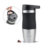 Opard Travel Coffee Mug Spill Proof Leakproof 12oz Stainless Steel Double Wall Vacuum Insulated Cup with Carry Clip, Anti-slip Grip, Work for Hot & Cold Beverage, Fit in Cup Holder (Silver)