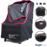 Simple Being Baby Car Seat Travel Bag, Gate Check, Infant Carriers Booster Cover Protector for Air Travel (Black with Wheels)