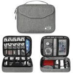 Electronics Organizer, Jelly Comb Electronic Accessories Double Layer Travel Cable Organizer Cord Storage Bag for Cables, iPad (Up to 12.9”),Power Bank, USB Flash Drive and More-Large (Gray)