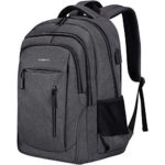 Travel Laptop Backpack, Veballensty 17.3 Inch Business Backpack with USB Chargering Headphone Port, Water Resistant Large Compartment College School Computer Bag (Grey)
