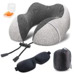 Soft Digits Memory Foam Travel Pillow, Neck Pillow Travel Kit with 3D Contoured Eye Masks, Earplugs and Storage Bag, Cotton Soft Hump Body Design Suitable for Travel, Napping