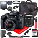 Canon EOS 4000D / Rebel T100 DSLR Camera w/Canon EF-S 18-55mm F/3.5-5.6 III Zoom Lens + Canon Case + 32GB SD Card (15pc Bundle)