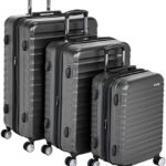 AmazonBasics Premium Hardside Spinner Luggage with Built-In TSA Lock – 3-Piece Set (20″, 24″, 28″), Black