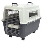 SportPet Designs Plastic Kennels Rolling Plastic Wire Door Travel Dog Crate- Large Kennel