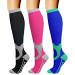CHARMKING Compression Socks (3 Pairs) 15-20 mmHg is Best Athletic & Medical for Men & Women, Running, Flight, Travel, Nurses, Edema – Boost Performance, Blood Circulation & Recovery (L/XL,Assorted 17)