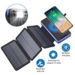 Wireless Solar Charger,20000mAh Qi Portable Power Bank Solar Phone Charger 5V Compatible Battery Charger Dual Ports 2.1A Output Compatible Smartphones for Outdoor Camping Travel (Black)