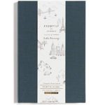 Promptly Journals – Compact Travel Journal, Elegant Minimalist Design, Linen Wrapped, Prompts to Track Your Travels, Keepsakes, Photos (Deep Blue)
