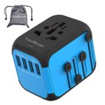 Cococart Universal Travel Adapter, All-in-one Worldwide Travel Charger Travel Socket, International Power Wall Charger AC Plug Adaptor with 4 USB Ports Multi-Nation Travel Accessories