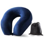 Cozy Hut Easy to Carry Memory Foam Travel Neck & Cervical Pillow, Head Chin and Neck Support Washable Micro-Fiber Cover with Storage Bag, Navy Blue