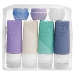 Travel Bottles, sincewo Travel Containers TSA Approved Leak Proof Silicone Liquid Accessories Bottles Set Reusable for Toiletries Cosmetic Shampoo Soap and Conditioner (4 + 3 Pack/2.4oz)