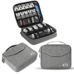 Electronics Organizer, Jelly Comb Electronic Accessories Double Layer Travel Cable Organizer Cord Storage Bag for Cables, iPad (Up to 11”),Power Bank, USB Flash Drive and More-(Gray)