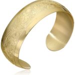 14k Yellow Gold-Filled Embossed Flower Design Cuff Bracelet