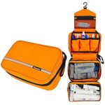 MONSTINA Travel Toiletry Bag Cosmetic Organizers with Hanging Hook Use in Hotel,Bathroom(Orange)