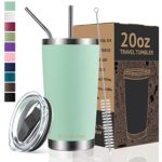 Umite Chef 20oz Tumbler Double Wall Stainless Steel Vacuum Insulated Travel Mug with Lid, Insulated Coffee Cup, 2 Straws, for Home, Outdoor, Office, Ice Drink, Hot Beverage（20 oz, Tiffany Blue)