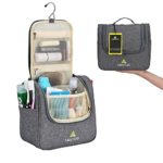 Travel Hanging Toiletry Bag by Hikenture | Cosmetics, Makeup and Toiletries Organizer | Compact Bathroom Storage | TSA Friendly | Home, Gym, Airplane, Hotel, Car Use(Grey)