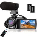 Video Camera Camcorder MELCAM 1080P 30FPS 24MP 3.0 Inch Screen Digital Camera with Microphone and Remote Control and 2 Rechargeable Batteries and Webcam Recorder