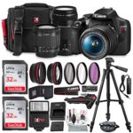 Canon T7 EOS Rebel DSLR Camera with 18-55mm and 75-300mm Lenses Kit + UV Filter Set + Tripods + Flash & 32GB Dual SD Card Accessory Bundle