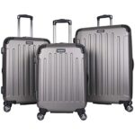 Kenneth Cole Reaction Renegade Lightweight Hardside Expandable 8-Wheel Spinner 3-Piece Luggage Set: 20″ Carry-On, 24″, 28″ Suitcases, Silver