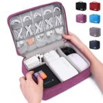 Electronic Organizer Travel Universal Cable Organizer Electronics Accessories Cases for Cable, Charger, Phone, USB, SD Card (2-Purple)