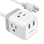Travel Power Strip with USB, TESSAN Power Outlet Cube with 3 Outlets 2 USB, Desktop Charging Station 4 Feet Extension Cord for Travel, Office, Home, Dorm, Hotels, Cruise Ship, Nightstand, Beside Table
