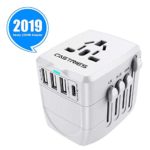Castries Universal Travel Adapter, 2300W International Power Adapter with Dual Fuse, European Plug Adapter with 1 Type C&3 USB Ports, Universal AC Plug for Over 200 Countries, Travel Accessories,Gray