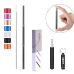 Vantic Telescopic Reusable Straws – Portable Stainless Steel Metal Drinking Straw with Black Travel Case & Cleaning Brush (2019) …