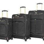 Steve Madden Luggage 3 Piece Softside Spinner Suitcase Set Collection (Rockstar Black, One Size)