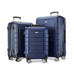 SHOWKOO Luggage Sets Expandable PC+ABS Durable Suitcase Double Wheels TSA Lock Blue