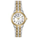 Citizen Women’s Silver and Gold Tone Eco-Drive Watch with Date, EW1544-53A