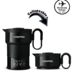 Gourmia GDK368 Digital Electric Collapsible Travel Kettle – Foldable & Portable – Dual Voltage – 3 Function- Boils, Keeps Warm & Self Cleans – Fast Boil – Water Heater For Coffee, Tea & More – Food Grade Silicone – Boil Dry Protection – 20 oz capacity (Black)