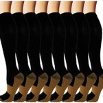 8 Pack Copper Knee High Compression Socks For Men & Women-Best For Running,Athletic,Medical,Pregnancy and Travel -15-20mmHg
