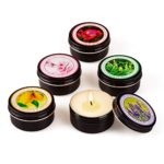 YMING Scented Travel Tin Candles, 100% Natural Soy Wax, Set Of 5 Aromatherapy （Lavender, Vanilla bee, Coral rose, Lemon verbena & mandarin, Spring fresh） – Gift For Women