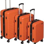 AmazonBasics 3 Piece Hardside Spinner Travel Luggage Suitcase Set – Orange