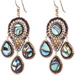 Miguel Ases Abalone Small 3-Drop Chandelier Earrings