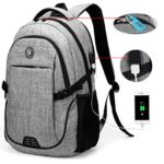 SOLDIERKNIFE Durable Waterproof Anti Theft Laptop Backpack Travel Backpack Bookbag with usb Charging Port for Women & Men Fits 15.6 Inch Laptop and Notebook Including Lock Grey