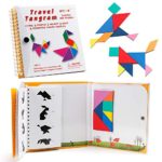 Coogam Travel Tangram Puzzle – Magnetic Pattern Block Book Road Trip Game Jigsaw Shapes Dissection STEM Games with Solution for Kid Adult Challenge – IQ Educational Toy Gift Brain Teasers 360 Patterns
