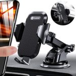 Andobil Car Phone Mount Easy Clamp, Newest Hands-Free Phone Holder for Car Dashboard Windshield Air Vent, Super Suction Cup, Compatible with iPhone 11/11 Pro/8 Plus/8/X/XR/XS/7 Plus Samsung S10/S9/S8