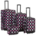 Rockland Luggage 4 Piece Printed Luggage Set, Mulpink Dots, Medium