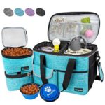 PetAmi Pet Travel Bag | Airline Approved Tote Organizer with Multi-Function Pockets, Food Container Bag and Collapsible Bowl | Perfect Dog Travel Set (Sea Blue, Small)
