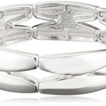 Napier “Napier Classics” Silver-Tone Sectional Stretch Bracelet, 8″