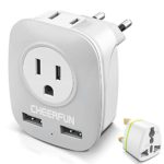 European Adapter, European Travel Plug Adapter with 2 USB Port, International Travel Adapter 2AC Outlet for Almost All Countries To Europe EU, Type C Plug+Type G Plug Power Adapter (Small)
