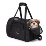 JESPET Soft Sided Pet Carrier Comfort 19″ for Airline Travel, Portable Dog Tote Bag for Small Animals, Cats, Kitten, Puppy, Black