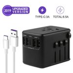 Universal Travel Adapter Set, Worldwide Travel Adapter, 1Type c and 4 USB Travel Adapter Travel Outlet Adapter for European, UK, US, China, Fiji, NZ, HK, Asia, Japan Etc