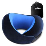 Shizzz Travel Pillow, Neck Pillow for Airplane Travel Memory Foam Chin Protective Pillow Supporting Kit for Camping, Backpacking, Airplanes and Road Trips Blue