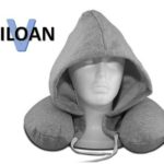 Filoan V Neck Pillow with Hoodie – ( U shaped Travel Hoodie Sleeping Support polystyrene foam microbeads stress pillow – Airplane Bus Car )