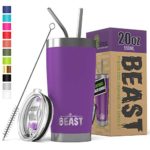 BEAST 20 oz. Tumbler Stainless Steel Vacuum Insulated Rambler Coffee Cup Double Wall Travel Flask (20 oz, Deep Purple)