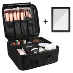 Rosmax Travel Makeup Case,Portable Organizer Makeup Bag Cosmetic Train Case with Mirror – Large Capacity and Adjustable Dividers for Cosmetics Makeup Brushes and Toiletry Jewelry for More Storage